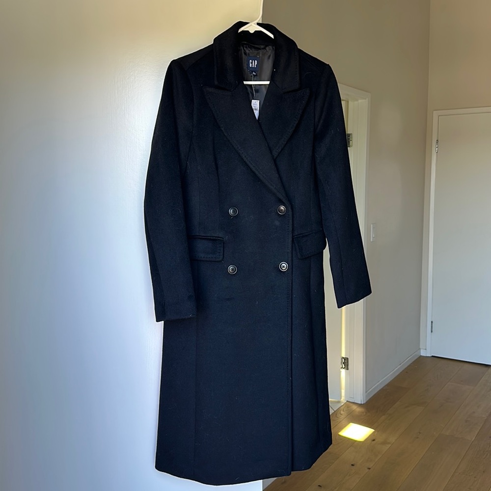 Stylish black wool peacoat long BRAND NEW! With tags
